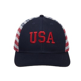 Bioworld 4th of July American Flag USA Blue Trucker Hat