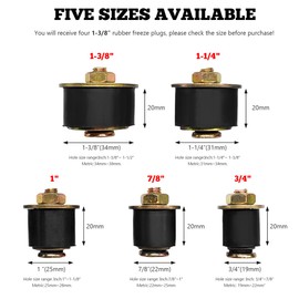 ZNDAW 4 PCS Rubber Expansion Plug, Expandable Freeze Plugs Fit Hole Size 1-3/8 Inch to 1-1/2 Inch (34mm -38mm), Automotive Engine Neoprene Expansion Plug Replace 570-008 02602