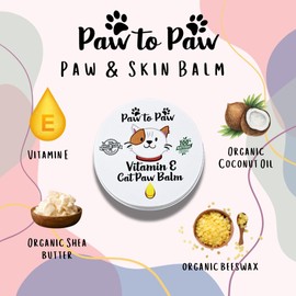 Paw to Paw Alcohol Free Cat Paw Butter (30ml) Natural Lick Safe cat nose balm protector, softens & protects a rough paw