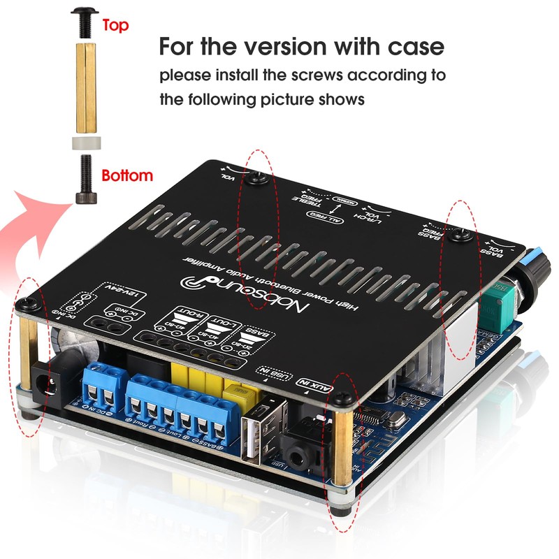 Nobsound HiFi 2.1 Channel Bluetooth 5.0 Power Amplifier Board Case
