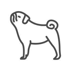 Pug Dog Line 5 inch Dark Grey Indoor Outdoor Vinyl Decal