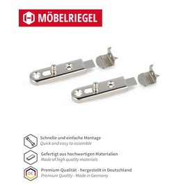 Gedotec Furniture Bolt Small Metal | Pack of 4 Push Bolt for Furniture Including Closing Angle - Sliding Bolt for Doors for Screwing - 50 mm | Ball | Lock Bolt Small - Visible Screw Connection