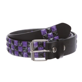 Snap On 1 1/2"-38mm Checkerboard Punk Rock Studded Belt, purple/black | m 33"-35"