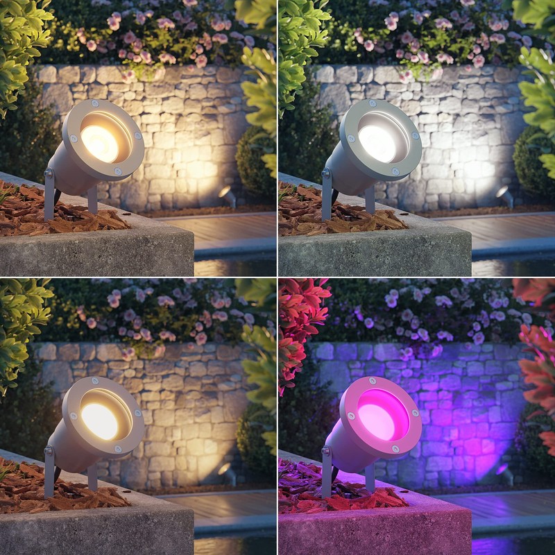 ledscom.de DUK Garden Spotlight for Outdoor Use, IP65, Plug, Grey,