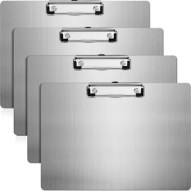 Motiskyy 4 Pcs Horizontal Metal Clipboards 9 X12. 5 Inch Letter/a4 Size Stainless Steel Landscape Clip Board with Low Profile Clip for Drawing, Sketching, Office, School Supplies, Non Magnetic