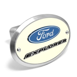 iPick Image Made for Ford Explorer 3D Logo Night Glow Luminescent Oval Billet Aluminum 2 inch Tow Hitch Cover