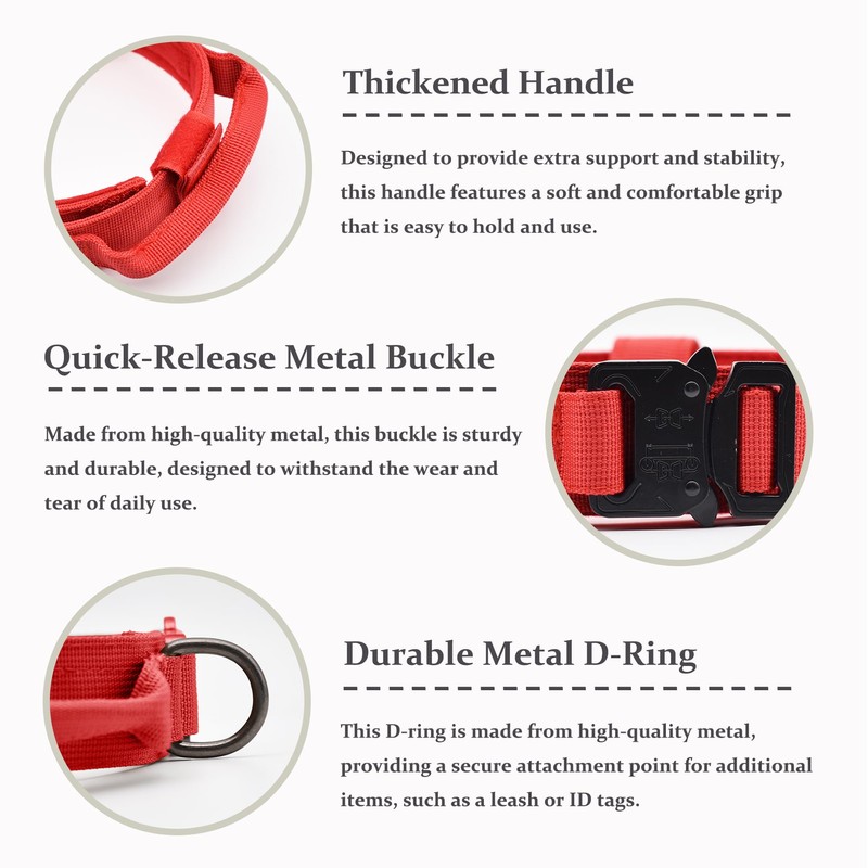 Tactical Dog Collar, Adjustable Military Training Nylon Dog Collar with