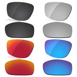 LenzReborn Polarised Lens Replacement for Oakley Si Ballistic Det Cord Sunglasses - More Options, Dark black + silver + fire red + ice blue