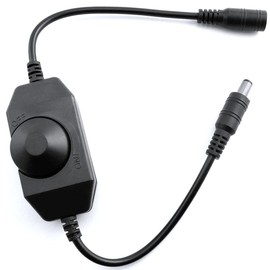 LED Strip Light Dimmer, DC 12V-24V LED Strip Light Dimmer Switch Cable LED Tape PWM Rotary Dimmer Controller Compatible for DAYBETTER/Lepro/Govee/Tenmiro/KSIPZE LED String Lights