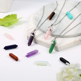21 Pieces Crystal Healing Crystal Set, Natural Crystals and Healing Stones Set, Colourful Healing Crystals Chakra Stones, Hexagon Pendant Necklaces for Men and Women, Meditation Yoga Collection, 1,