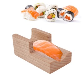 DOERDO DD Wooden Sushi Roll Holder Japanese Taco Holder U Shaped Sashimi Plate Bamboo Serving Plate for Home Restauran Store, 3.5"x2"