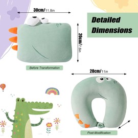EPROICKS Reisekissen 2 in 1 Verformbares Nackenkissen - Reisekissen Umwandelbar Nackenhörnchen für Kinder, Teenager, Mädchen, Jungen, Erwachsene, Flugzeug, Auto, Reisen（Grün）