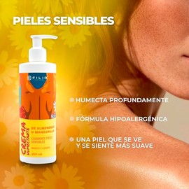 Crema Humectante de Almendras y Manzanilla | Hidratación Calmante Para Piel Sensible y Seca | Textura Suave y Absorción Rápida | 360 ml