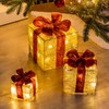 Gravidus Set of 3 Illuminated Gift Boxes, Christmas Decoration, Beige