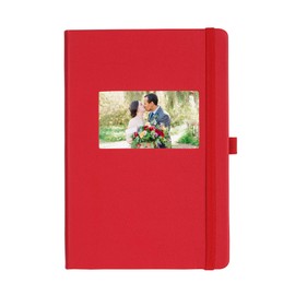Extreme Assistants 1 Blank Book, Classic Notebook - Ruled Durable Hardcover Journal with Pocket, Elastic Closure, Pen Holder, Business Card, Logo or Goal Window in Cover (Red), A5