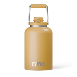 RTIC 1 Gallon Outback Jug, Stainless Steel, Insulated Water Bottle with Lid and Handle, BPA-Free, Double Wall Vacuum Insulation, Ceramic Lined, Harvest