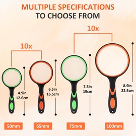 WENLISELL 4 PCS Magnifying Glass for Reading, 10X Handheld Magnifier, Magnifying Glass 10x, Magnifying Lenses for Reading, Crafts, Exploring, Plant