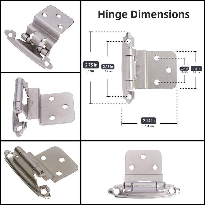 DecoBasics 3/8" Inset Cabinet Hinges Brushed Nickel (10 Pair -20