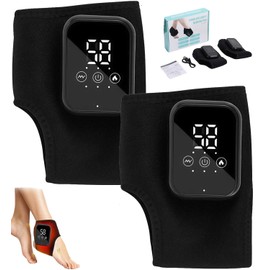 2 Pack Foot Massager, 3 in 1 Foot Revive Massager with 3 Vibration Mode, Heated Ankle Wrap, 5 Heat Level for Foot Relaxation, Wireless & Portable