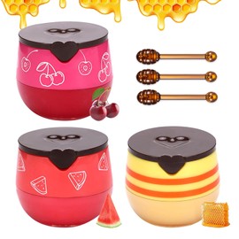 3 piezas bálsamo labial de abeja - sabores miel, sandía, cereza - máscara para dormir para hidratar y humectar - productos para el cuidado labial para todo tipo de piel