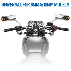 Universal Motorcycle Mini Mirrors for Handlebars Compatible with Honda Suzuki Road Street Bike Electra Glide Road Glide Dyna Softail Rearview 8mm 10mm Side Mirror