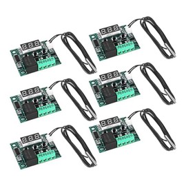 domoi 6 PCS W1209 DC 12 V LED Digital Thermostat Temperature Controller Kit -50-110°C Temp Control Switch Module Board with Sensor Probe Set Kit