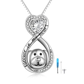 VENACOLY Dog Ashes Necklace Sterling Silver Urn Necklace Cremation Mother's Day Jewellery for Ashes Keepsake Dog Memorial Valentines for Women Pet Dog