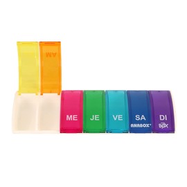 Weekly Pill Box 7 Compartments Large Range of Colours Anabox (Multi-Colour)