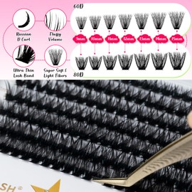 RITALASH DIY Eyelash Extensions Kit, 280 Lash Clusters 60D+80D-0.07-D-8-16Mix, Lash Bond and Seal, Lash Applicator (60D+80D KIT)