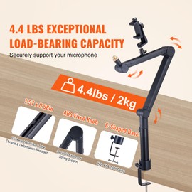 Happybuy Desk-Mounted Microphone Arm, 360° Rotatable and Flexible, Compatible with Blue Yeti, Hyperx Quadcast, and more