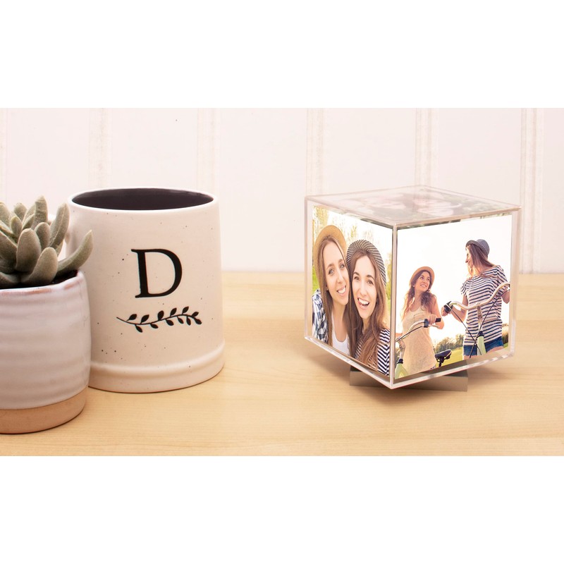 Neil Enterprises Inc. Spinning Photo Cube with Silver Base, holds