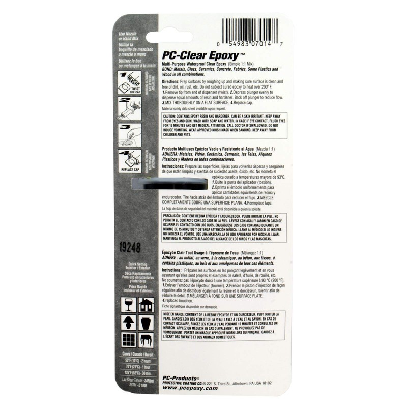 PC Products PC-Clear Epoxy Adhesive Liquid, 1oz Double Syringe, Clear
