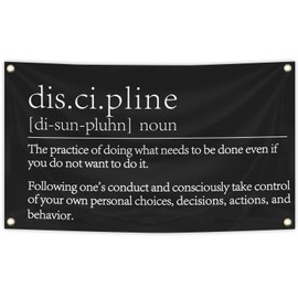 Discipline Flag Motivational Banner 3x5 Feet Funny Tapestry with 4 Brass Grommets For College Dorm Room Man Cave Wall Outdoor Indoor Decor