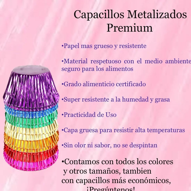 Capacillo Premium Cupcake Oro 24 K Dorado Metalico 100 Pzas