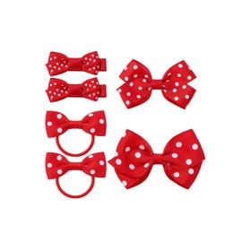 Hair Clips with Polka Dot Bows for Baby Girls - Barrettes and Pins BBG54 (B2-Red)