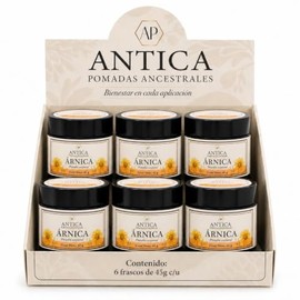 ANTICA Pomada de rnica 45 g cu Pomada Corporal con rnica, Romero y Jengibre, Frmula con Aceites Naturales, Paquete con 6 Piezas                       
