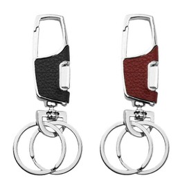 2 Piezas Llavero Elegante para Automóvil, Diseño Giratorio Completo de 360 Grados con 2 llaveros. Llavero de Servicio Pesado, para Mantener Sus Llaves Organizadas (Rojo y negro)