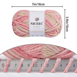 NICEEC 1 Skein Bulky Acrylic Yarn Soft Colorful Yarn for Crocheting Quality Yarn Bulky Yarn Multicolored Yarn for Knitting -Total Length 120 yds/5.3oz-Peach Blossom