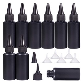 BENECREAT 30 Packs 1oz Black Plastic Squeeze Dispensing Bottles UV Glue Bottles with Caps, 5PCS Funnel Hoppers for UV Resin, DIY Crafts, Glue, Liquids