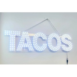 Unbranded LED TACOS SIGN (30″X 8″ INCH) - 10000K WHITE LIGHTS -LED SIGN BOARD