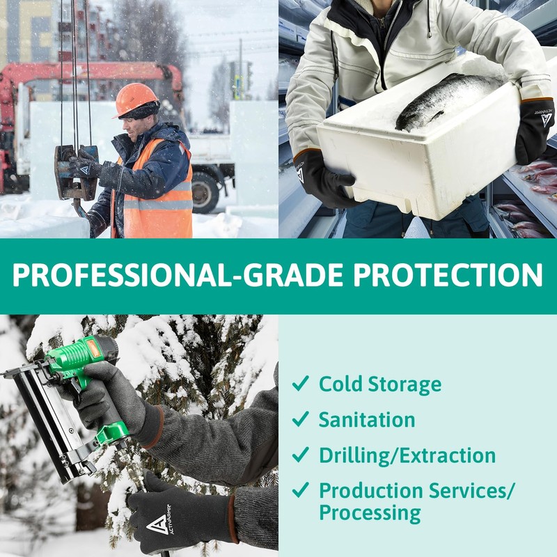 Ansell ActivArmr 97-631, Thermal Gloves, Cold-Resistant Protective Gloves with PVC