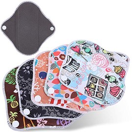 Pantiprotectores Reutilizables, 5 Piezas Juego de Almohadillas Sanitarias Lavables, Toallas Sanitarias Ecológicas, Impermeables Servilletas de Tela de Fibra de Carbón de Bambú Almohadillas de(#2)