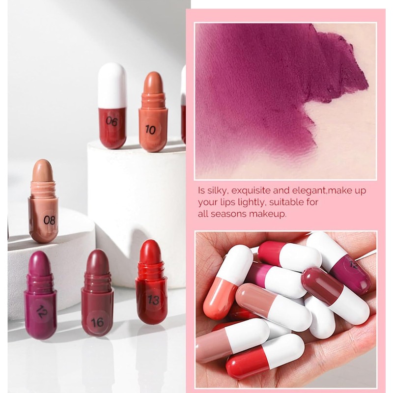 Mini Lápiz Labial - 18 Colores en Barra de Labios