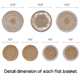 SUCHUBU Set 7 of Wall Basket Decor, Woven Wall Decor, Basket Wall Decor Set, Wicker Wall Decor Basket, Seagrass Wall Decor, Decorative Hanging Wall Baskets