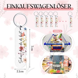 Hestya Pack of 20 Acrylic Shopping Trolley Token Keyrings "Schön, dass du da bist" - Ideal as a Guest Gift for Weddings, Christenings, Christmas, Birthdays, Confirm