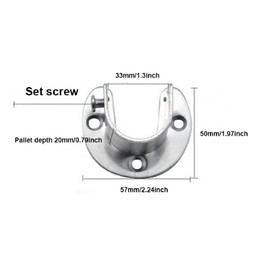 32mm Flange Rod Holder,Closet Rod Holder, U Shaped End Rod Bracket Stainless Steel Closet Pole Socket for Wardrobe Shower Curtain 4PCS