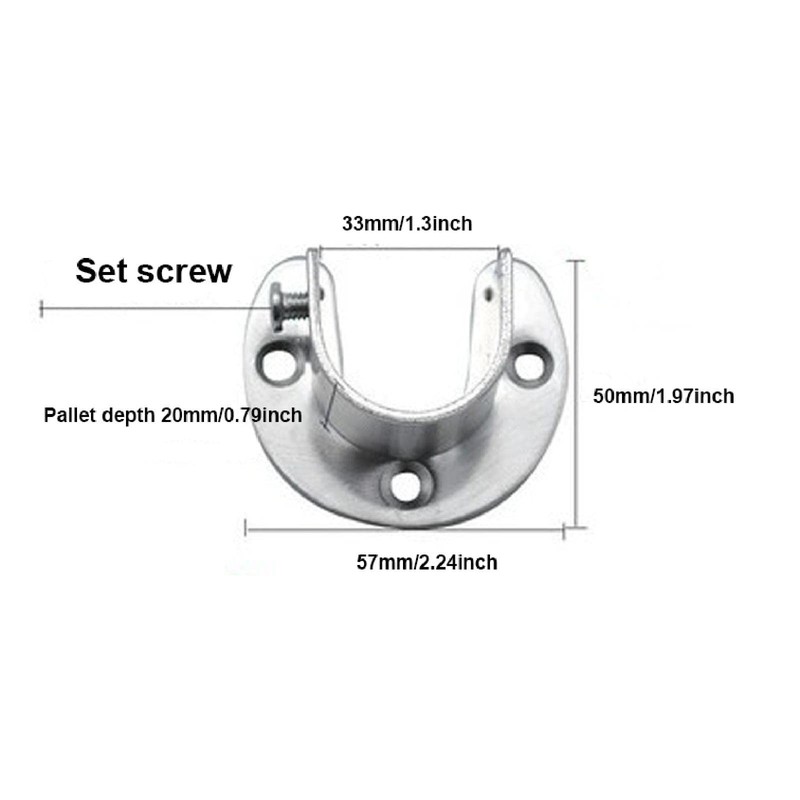 32mm Flange Rod Holder,Closet Rod Holder, U Shaped End Rod