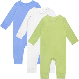 GUISBY Baby Long Sleeve Pajamas, Soft Footless with Snap Closure Romper 3 Piece Sets 6-12 Months