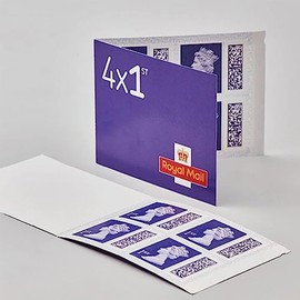 Royal Mail 4 x 1st Class Standard BARCODED Postage Stamp Book