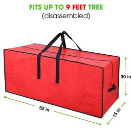 Primode Christmas Tree Storage Bag Fits Up to 7 Ft. | Tall Disassembled Tree I Holiday Tree Storage Case | Protective Zippered Artificial Xmas Tree Bag (9ft, Red)